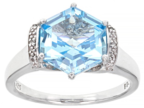 Sky blue topaz rhodium over silver ring 4.05ctw - AMD256 | JTV.com