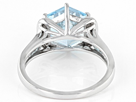 Sky blue topaz rhodium over silver ring 4.05ctw