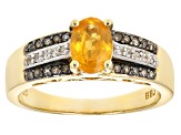 Orange Mandarin Garnet 18k Gold Over Silver ring .94ctw