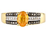 Orange Mandarin Garnet 18k Gold Over Silver ring .94ctw