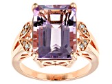 Lavender amethyst 18k rose gold over silver ring 6.09ctw