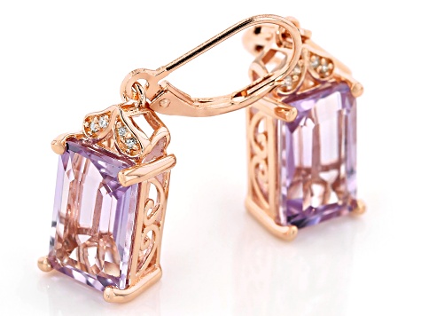 Lavender Amethyst 18k rose gold over silver earrings 7.34ctw