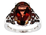 Red labradorite rhodium over silver ring 4.65ctw
