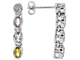 Mixed gem rhodium over silver earrings 1.02ctw