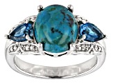 Blue Turquoise Rhodium Over Sterling Silver Ring .84ctw - AMD306 | JTV.com