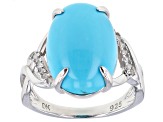 Blue Sleeping Beauty Turquoise Rhodium Over Silver Ring .10ctw