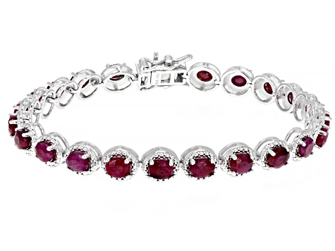 Red ruby rhodium over sterling silver bracelet 9.93ctw