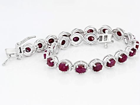 Red ruby rhodium over sterling silver bracelet 9.93ctw