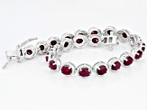 Red ruby rhodium over sterling silver bracelet 9.93ctw