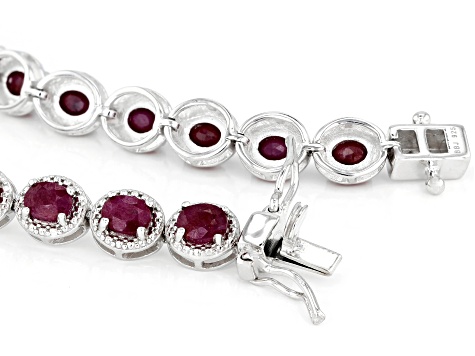 Red ruby rhodium over sterling silver bracelet 9.93ctw