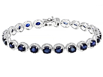 Picture of Blue sapphire rhodium over sterling silver bracelet 8.43ctw