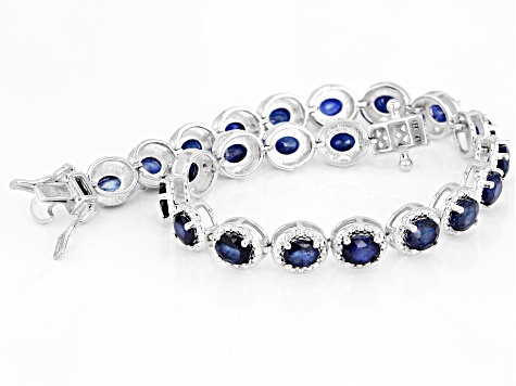 Blue sapphire rhodium over sterling silver bracelet 8.43ctw
