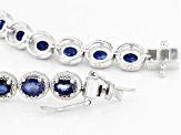 Blue sapphire rhodium over sterling silver bracelet 8.43ctw