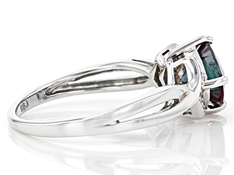Teal lab created alexandrite rhodium over sterling silver ring 1.60ctw ...
