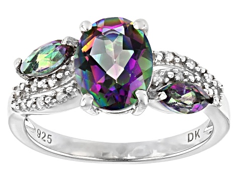925 Sterling Silver Rainbow Mystical Fire Topaz Wedding Engagement Ring  Size 9.5 | eBay