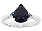 Blue Sapphire Rhodium Over Silver Ring 2.20ctw