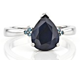 Blue Sapphire Rhodium Over Silver Ring 2.20ctw