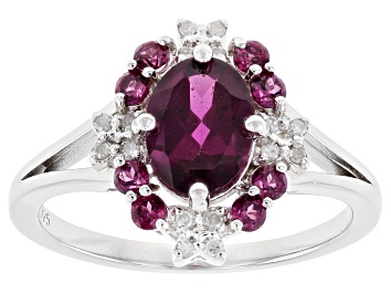 Picture of Raspberry Rhodolite Rhodium Over Sterling Silver Ring 1.66ctw