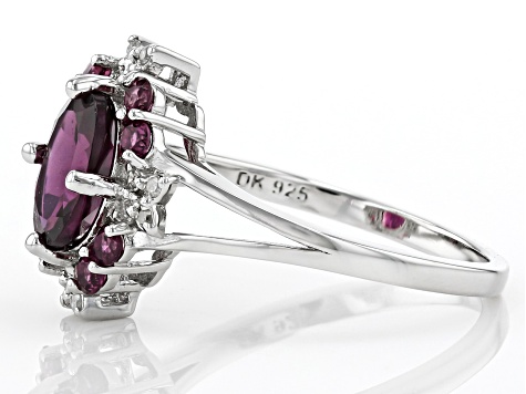 Raspberry Rhodolite Rhodium Over Sterling Silver Ring 1.66ctw