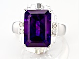 Purple Amethyst Rhodium Over Sterling Silver Ring 6.09ctw