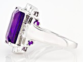 Purple Amethyst Rhodium Over Sterling Silver Ring 6.09ctw