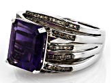 Purple Amethyst Rhodium Over Sterling Silver Ring 5.04ctw