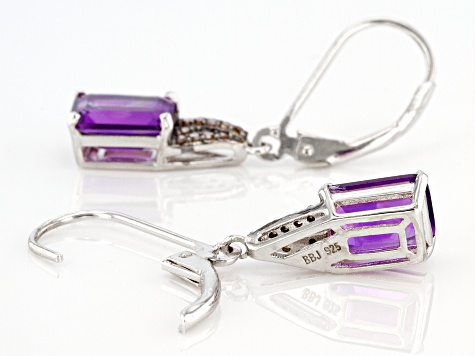 Purple Amethyst Rhodium Over Sterling Silver Dangle Earrings 2.66ctw