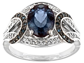 Blue Lab Created Alexandrite Rhodium Over Sterling Silver Ring 1.95ctw