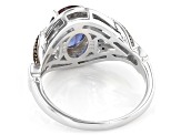 Blue Lab Created Alexandrite Rhodium Over Sterling Silver Ring 1.96ctw