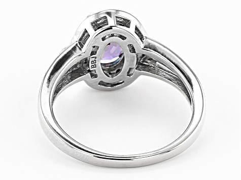 ヘトロジェニティ　Raw Face/Blasted Silver Blue Lab Created Alexandrite Rhodium Over Sterling Silver