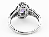 Blue Lab Created Alexandrite Rhodium Over Sterling Silver Ring 1.46ctw