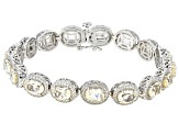 Yellow Oval Labradorite With Round Diamond Rhodium Over Sterling Silver Bracelet 14.11ct