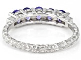 Blue Tanzanite Rhodium Over Sterling Silver Band Ring 0.82ctw