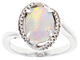 Multicolor Ethiopian Opal Rhodium Over Silver Ring 1.61ctw