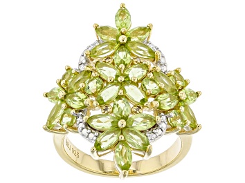 Picture of Green Peridot 18k Yellow Gold Over Sterling Silver Ring 4.19ctw