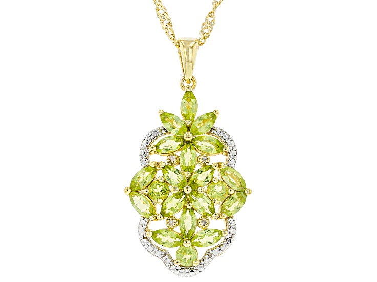 Sterling Lime or Light Green Ribbon CZ Necklace
