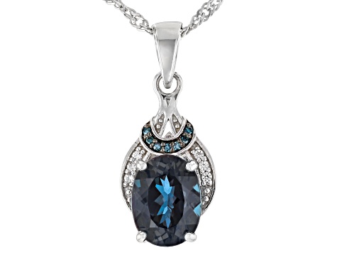 Lab Created Alexandrite Rhodium Over Sterling Silver Pendant With Chain 1.79ctw