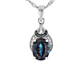 Lab Created Alexandrite Rhodium Over Sterling Silver Pendant With Chain 1.79ctw