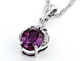 Lab Created Alexandrite Rhodium Over Sterling Silver Pendant With Chain 1.79ctw