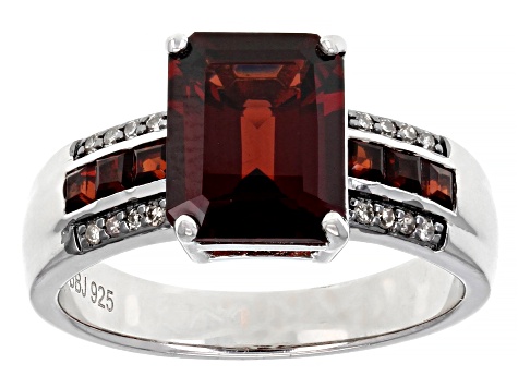 Red Garnet Rhodium Over Sterling Silver Ring. 3.75ctw