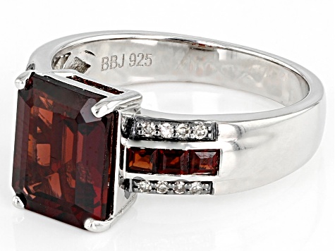 Red Garnet Rhodium Over Sterling Silver Ring. 3.75ctw