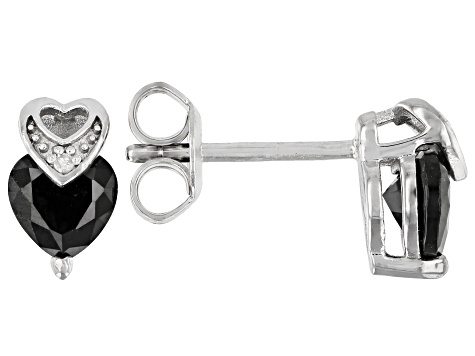 Black Spinel Rhodium Over Silver Earring, Pendant Chain Set 2.63ctw