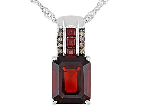 Garnet Necklace Diamond Accent Sterling Silver