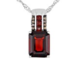 Red Garnet Rhodium Over Sterling Silver Pendant With Chain 3.61ctw