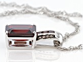 Red Garnet Rhodium Over Sterling Silver Pendant With Chain 3.61ctw