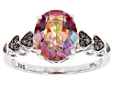 Multi Color Quartz Rhodium Over Sterling Silver Ring 1.95ctw