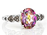 Multi Color Quartz Rhodium Over Sterling Silver Ring 1.95ctw