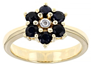 Blue Sapphire 18k Yellow Gold Over Sterling Silver Ring 1.01ctw