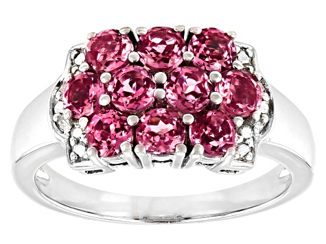 Pink Blush Color Garnet Rhodium Over Sterling Silver Ring 1.30ctw