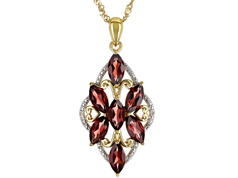 Vermelho Garnet™ 18k Yellow Gold Over Silver Pendant With Chain 3.58ctw
